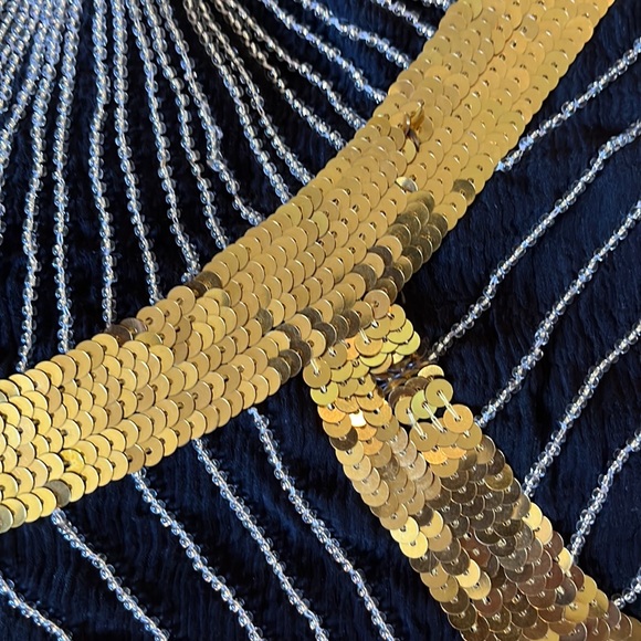 Vtg Disco Beaded Sequin Rhinestone Size Small Elegant Evening Gatsby 100% Silk - Picture 14 of 16